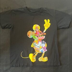 Kids Black Graphic Tee with Colorful Character Design